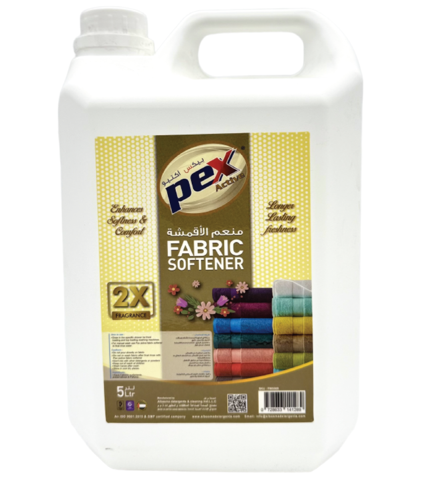 Pex Active Fabric Softener White 5 Litre – Professional laundry softener by Al Basma UAE
