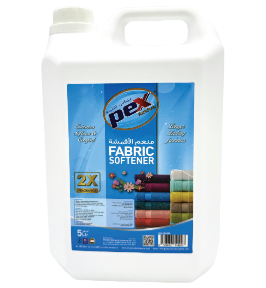 Pex Active Fabric Softener Blue 5 Litre – professional laundry conditioner by Al Basma Detergents UAE