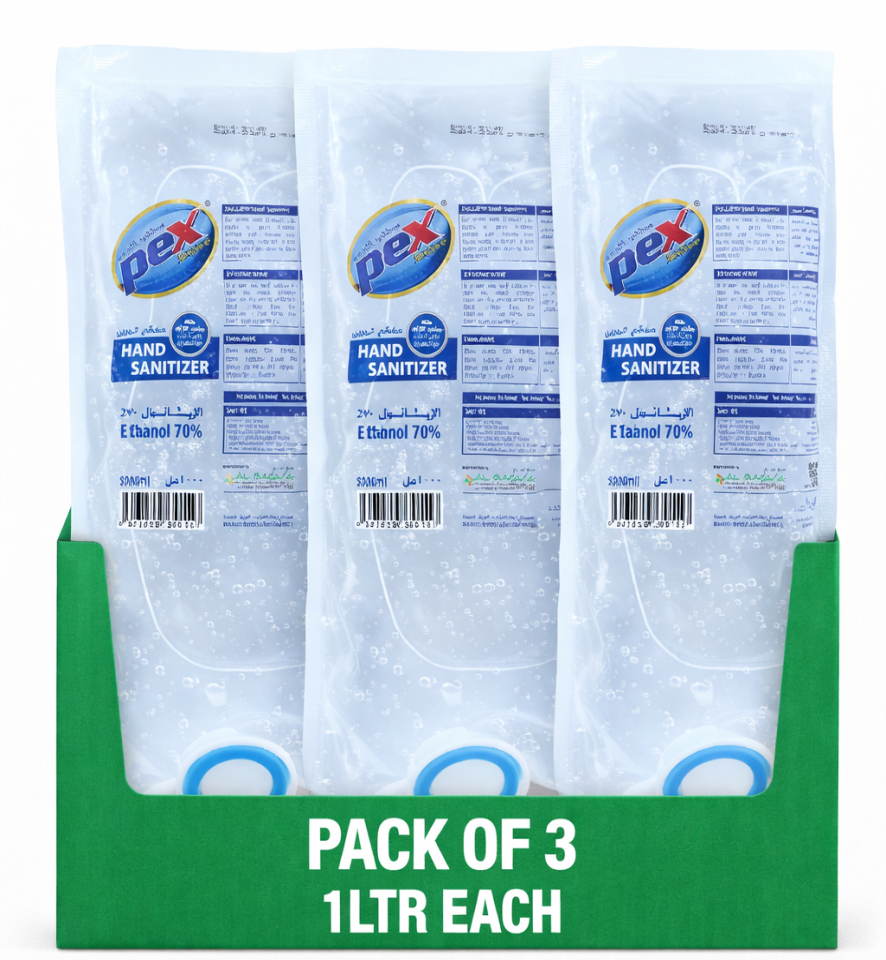 PEX ACTIVE Hand Sanitizer Gel – 1000 ml Pouch (3 Pcs Offer Pack)