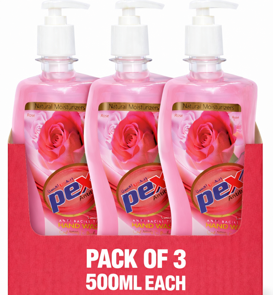 PEX ACTIVE Handwash Liquid Rose – 500 ml (3 Pcs Offer Pack)