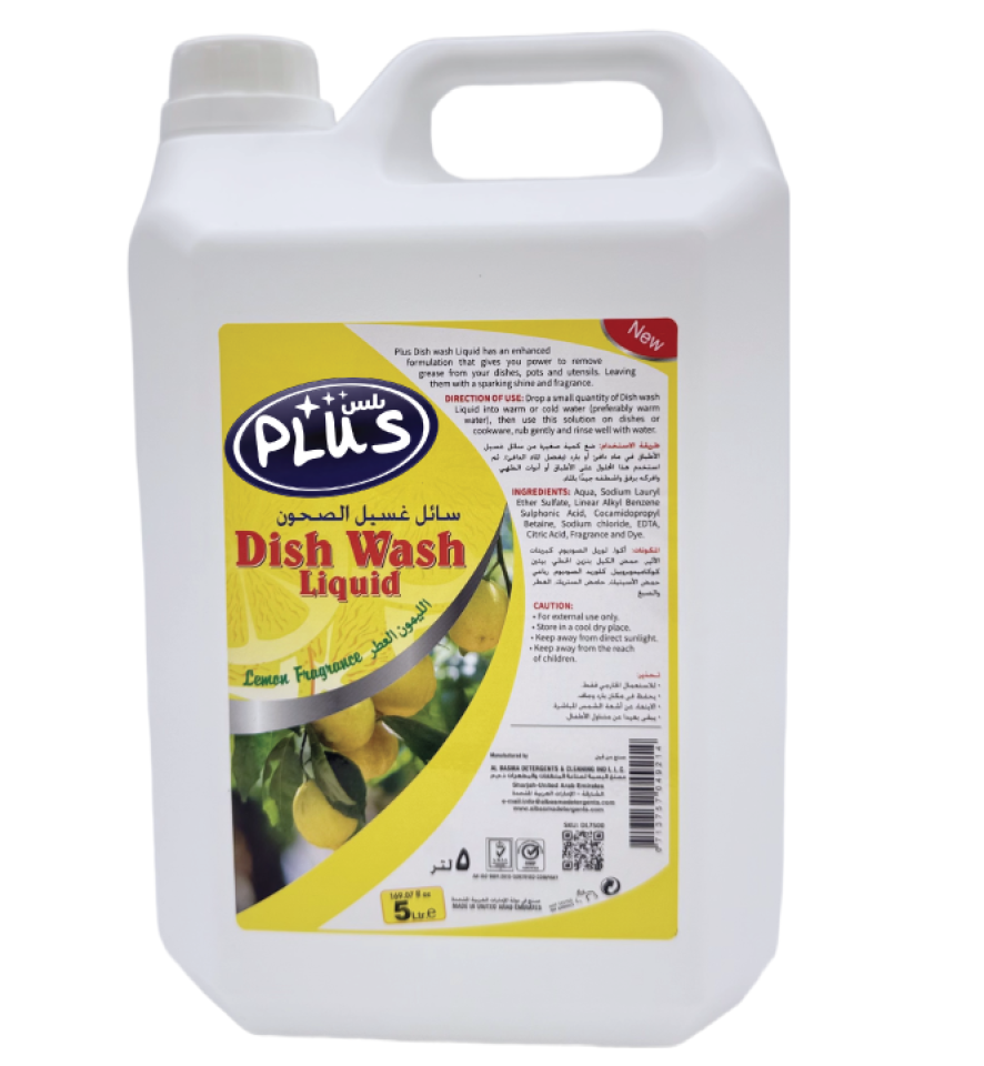 Plus Dish wash Liquid Lemon 5 ltr
